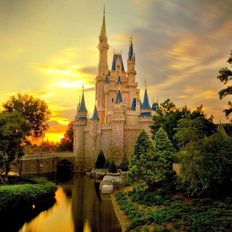 DisneyWorld Castle, castles, magic, medieval, world, HD phone wallpaper