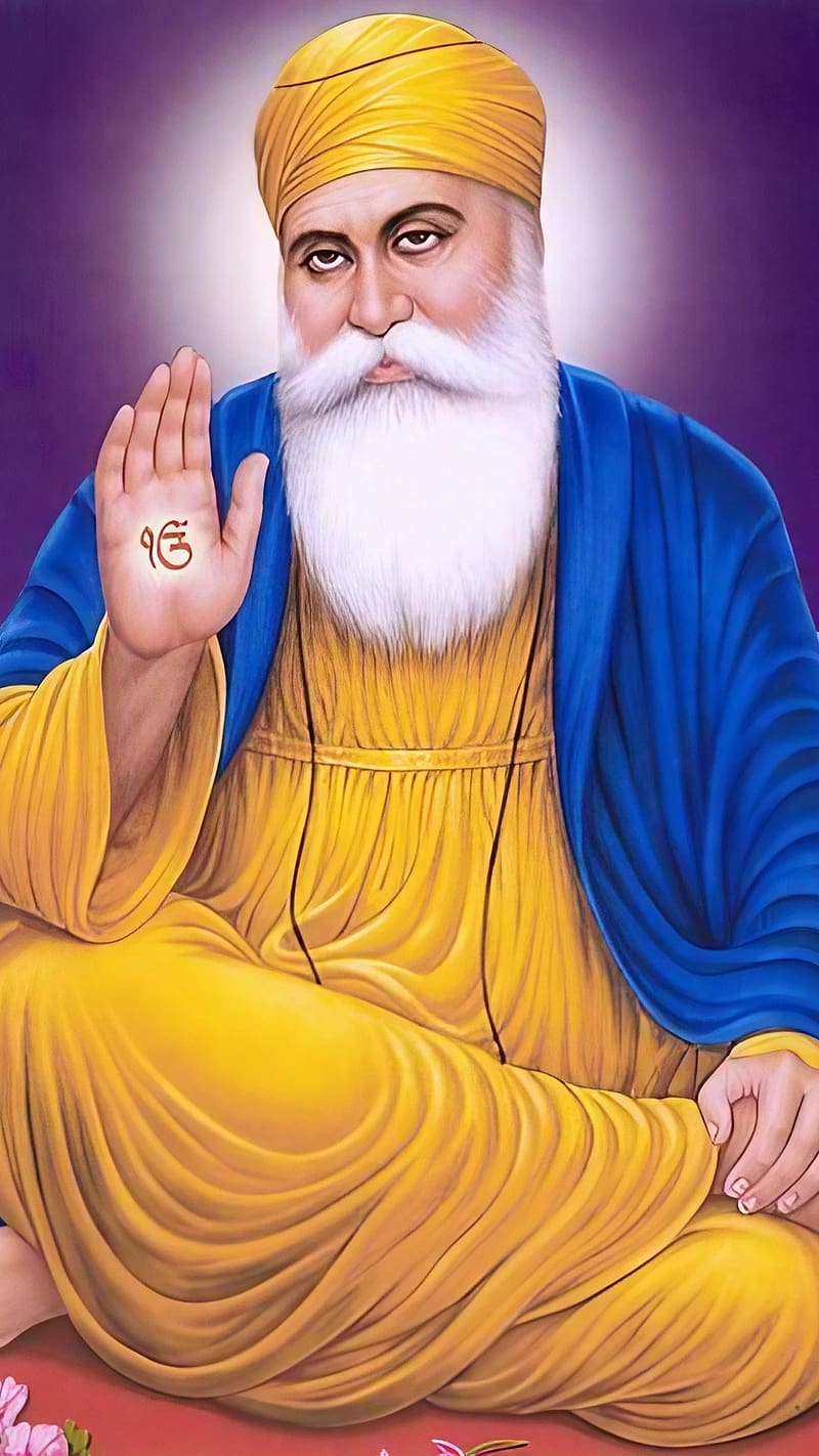 Guru Nanak Dev Ji Ka, purple background, lord, god, bhakti, devtional, HD phone wallpaper