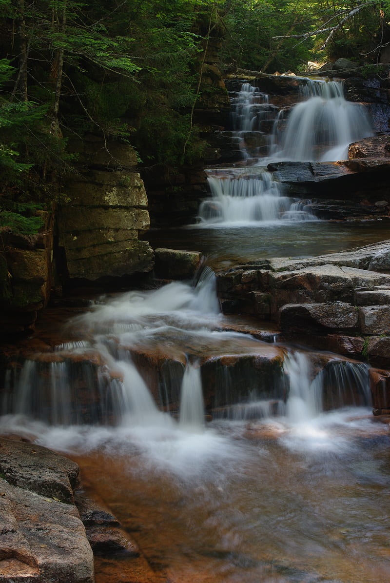 waterfall, stream, blocks, stones, HD phone wallpaper