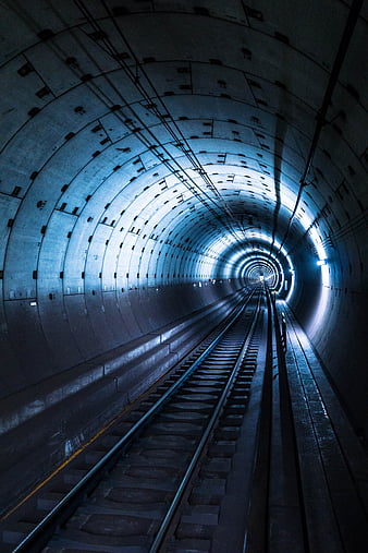 tunnel, metro, underground, rails, lights, HD phone wallpaper