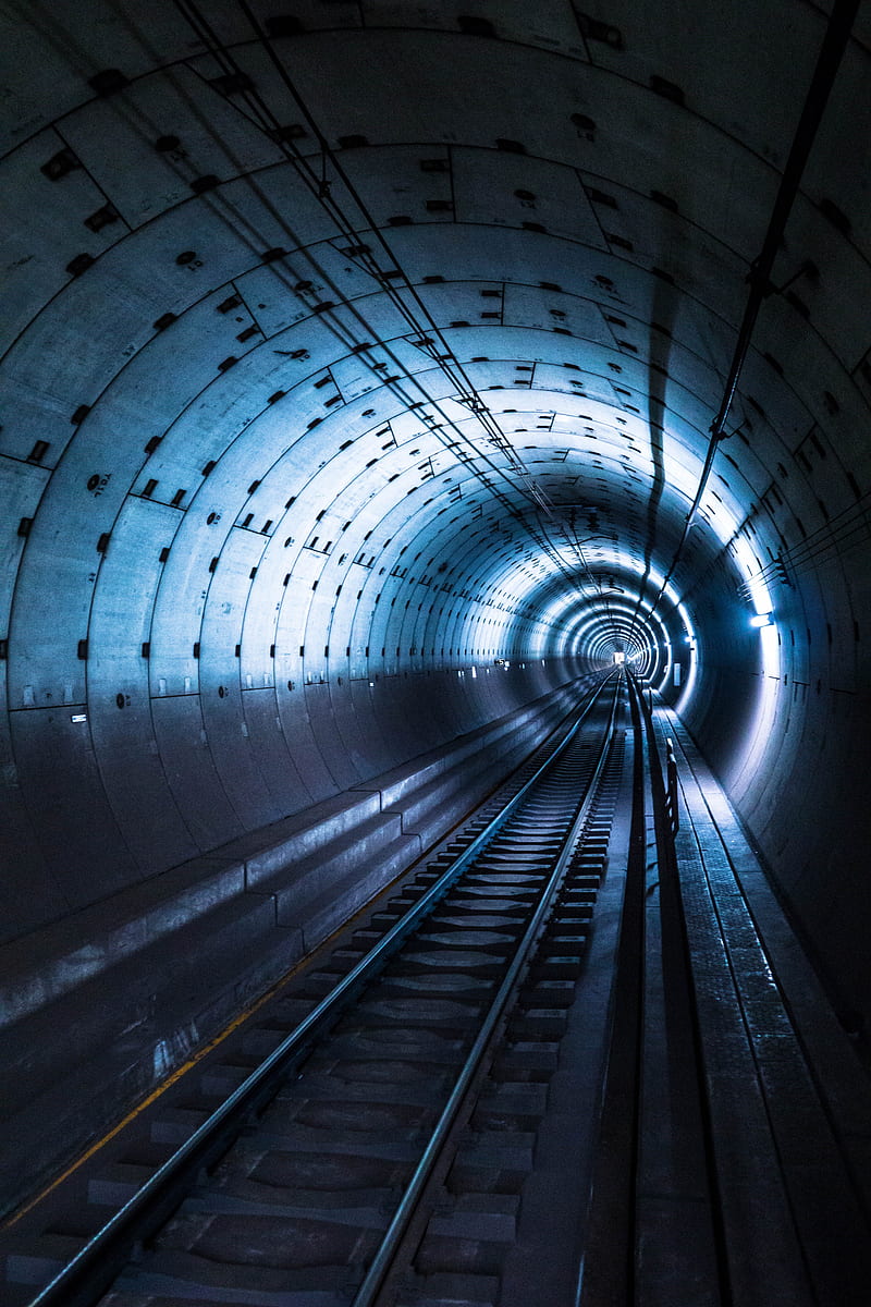 tunnel, metro, underground, rails, lights, HD phone wallpaper