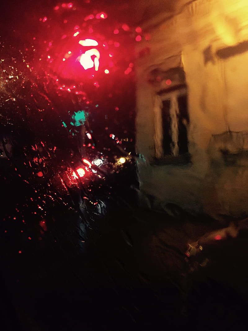 rain, lights, red, green, Belgium, night, HD phone wallpaper