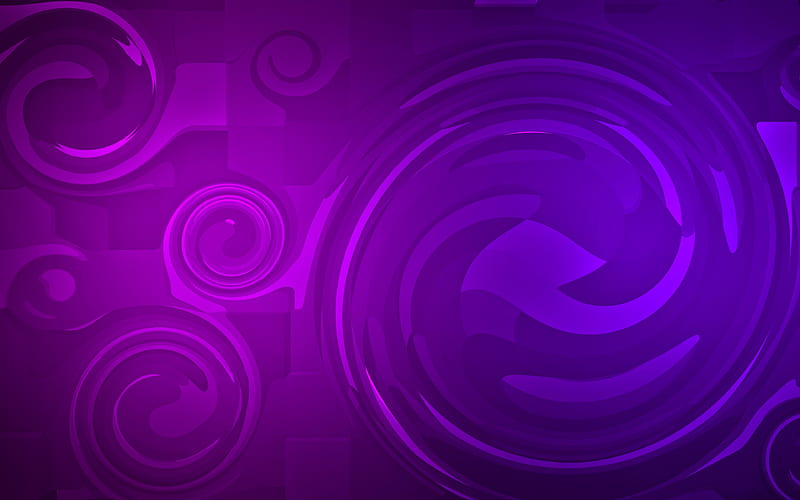 violet abstract rings creative, abstract art, rings patterns, violet backgrounds, abstract patterns, HD wallpaper