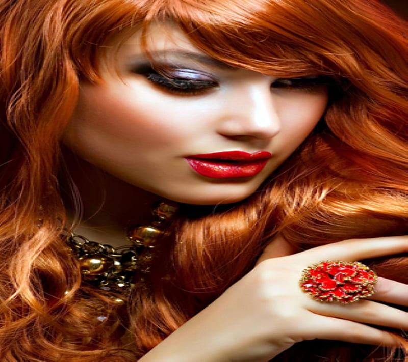 Auburn Beauty, auburn, face, female, girl, hair, model, red, HD wallpaper