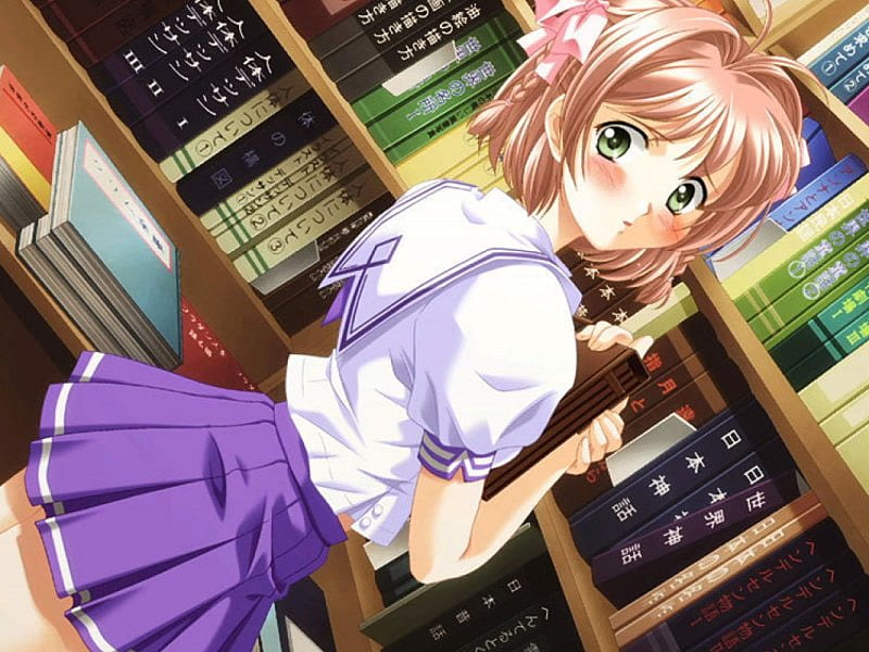 Book Worm, anime, school girl, HD wallpaper