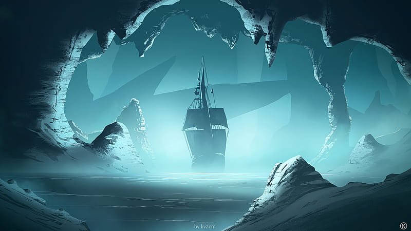 Glacier Ship Art , ship, glacier, artist, artwork, digital-art, artstation, HD wallpaper