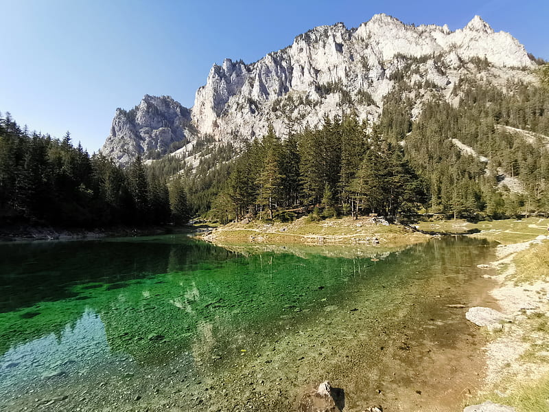 Gruener See Austria, alpen, ausztria, gruenersee, grunersee, HD wallpaper