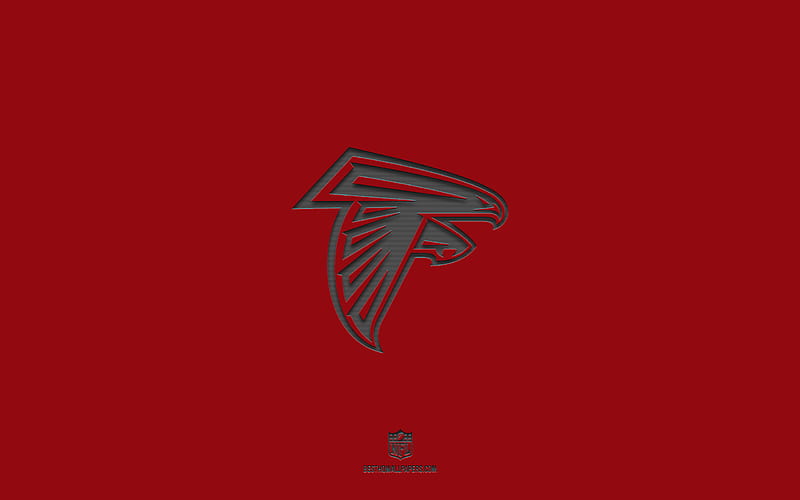 Atlanta Falcons, burgundy background, American football team, Atlanta Falcons emblem, NFL, USA, American football, Atlanta Falcons logo, HD wallpaper