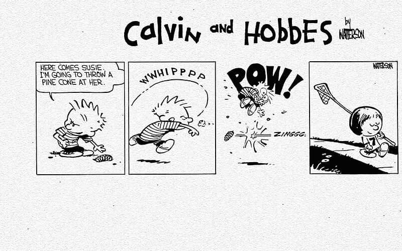 Calvin and Hobbes Susie Lacrosse, fail, pow, cone, satisfaction, calvin, calvin and hobbes, lacrosse, headshot, watterson, takedown, logo, pine, lax, hobbes, classic, owned, HD wallpaper