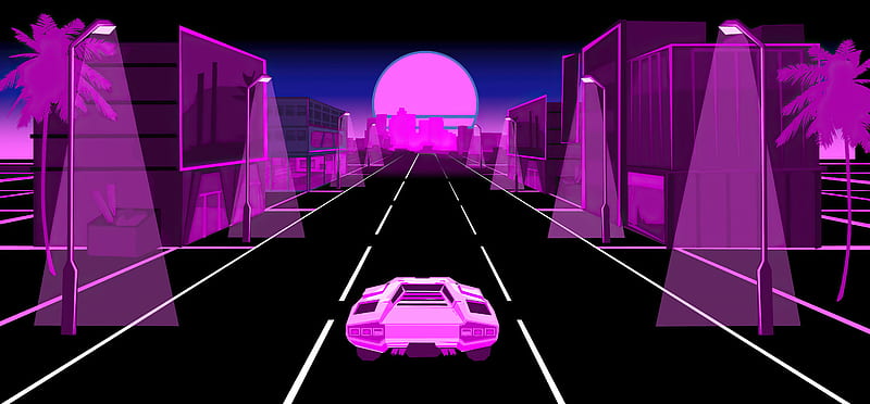 Neon Dream Lamborghini , synthwave, lamborghini, cars, artist, artwork, digital-art, deviantart, HD wallpaper