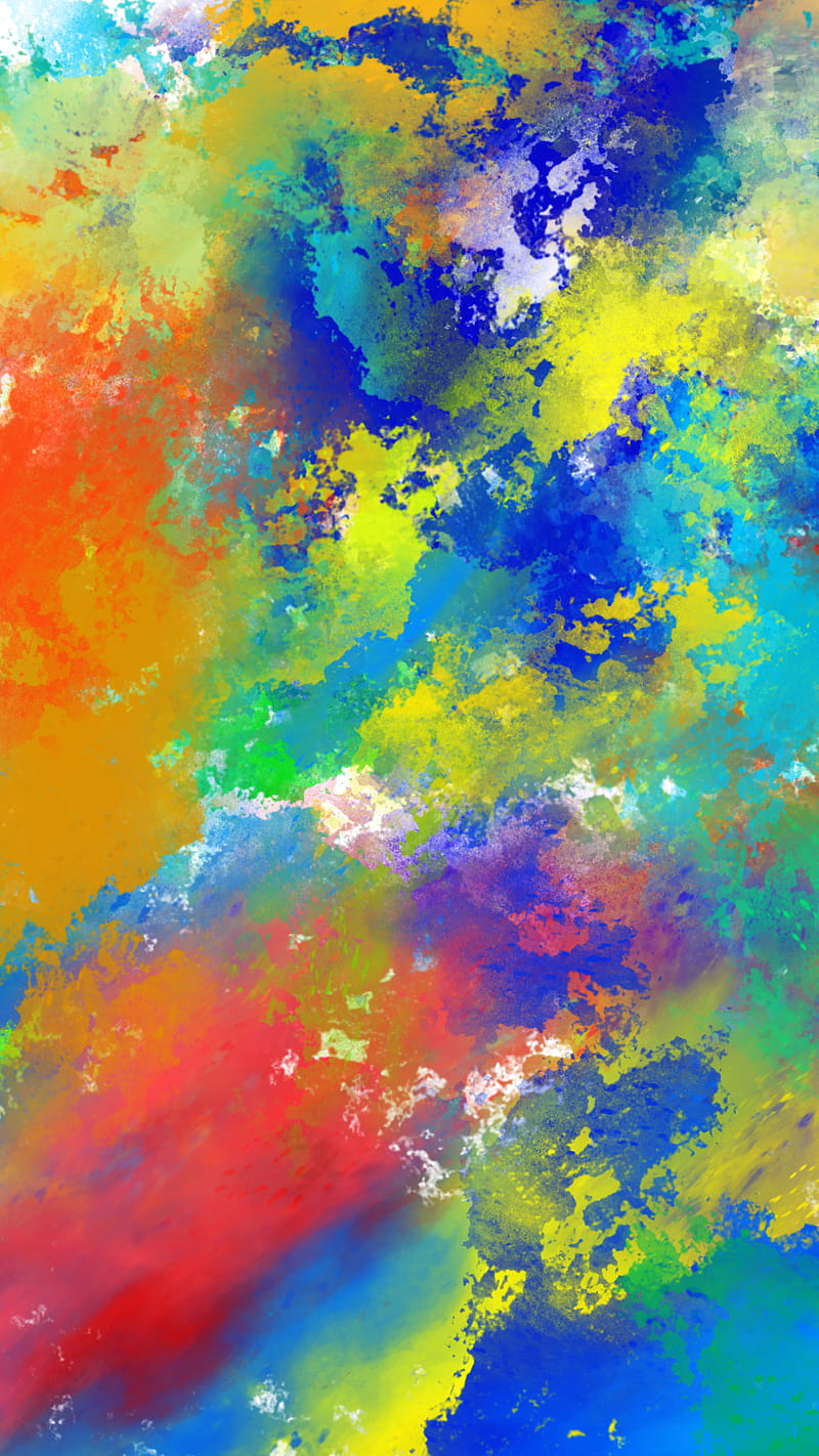 Painted E44, Paint, abstract, art, colorful paint, colors, mix paints, paint , splatter, yellow, HD phone wallpaper