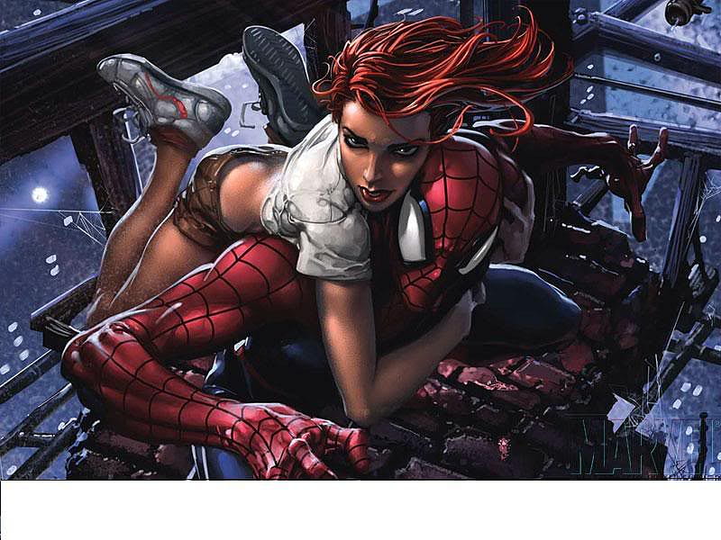 Mary Jane and Spiderman, man, city, cartoon, woman, HD wallpaper | Peakpx