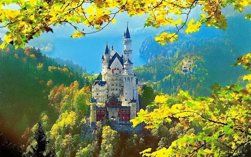 Castles, Leaf, Spring, Germany, Neuschwanstein Castle, , Castle, HD wallpaper