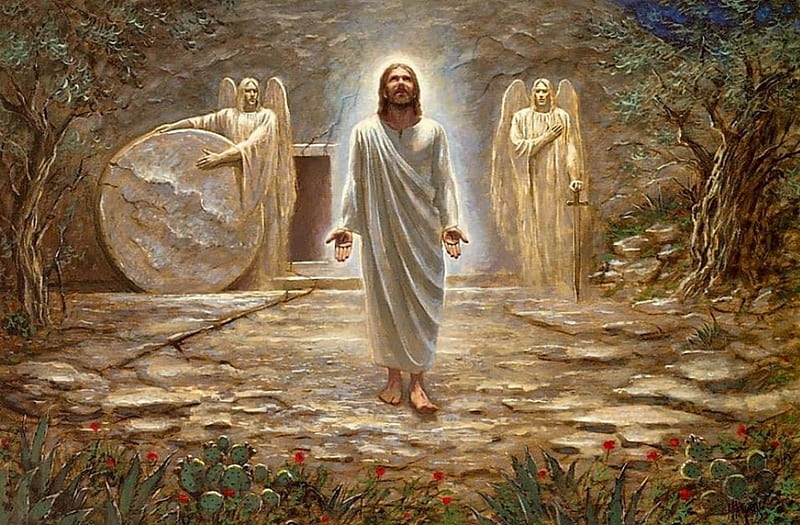 Happy resurrection to all!, christ, jesus, angel, resurrection, easter, god, HD wallpaper