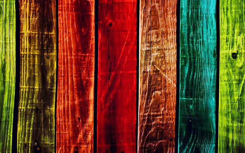 colorful wooden planks vertical wooden boards, colorful fence, colorful wooden texture, wood planks, wooden textures, wooden backgrounds, colorful wooden boards, wooden planks, rainbow backgrounds, HD wallpaper