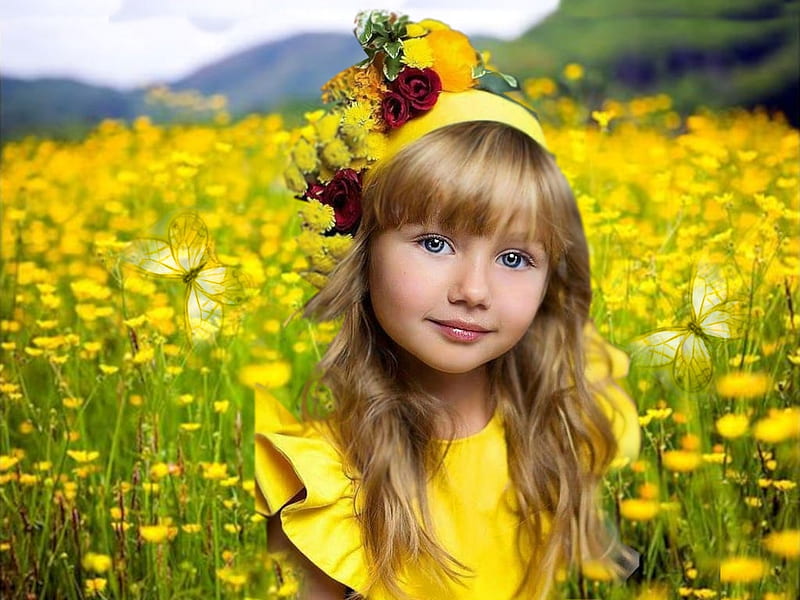 Field of Yellow, yellow pink attire, Plus Google, flower crown wreath, album, grandma gingerbread, HD wallpaper