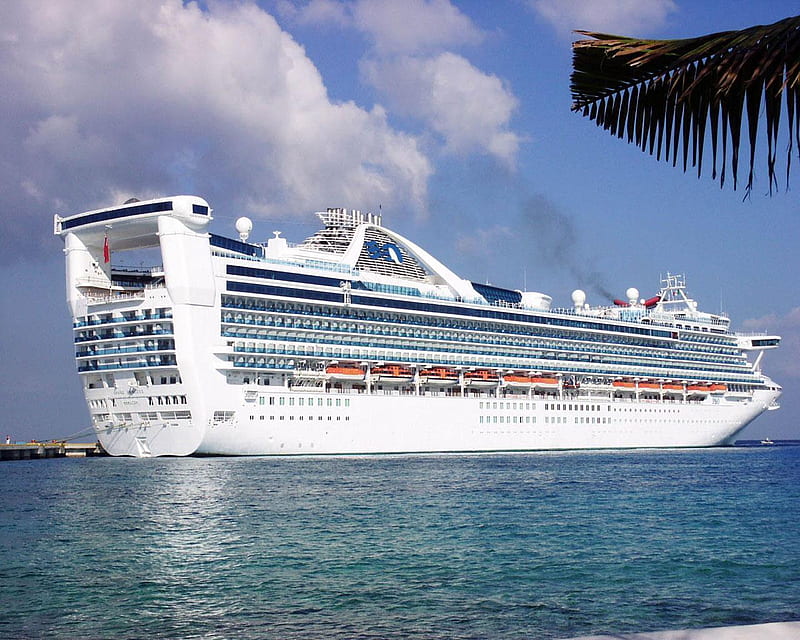 Coral Princess, cruise, sky, ship, ocean, HD wallpaper