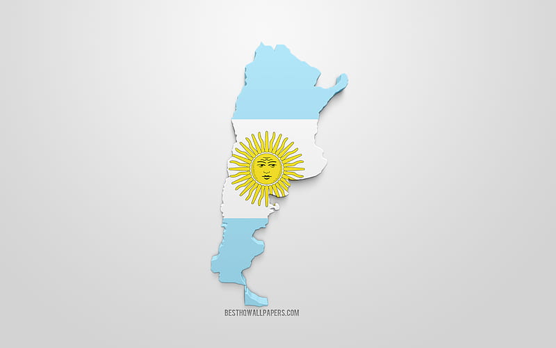 3d flag of Argentina, silhouette map of Argentina, 3d art, Argentinean flag, South America, Argentina, geography, Argentina 3d silhouette, HD wallpaper