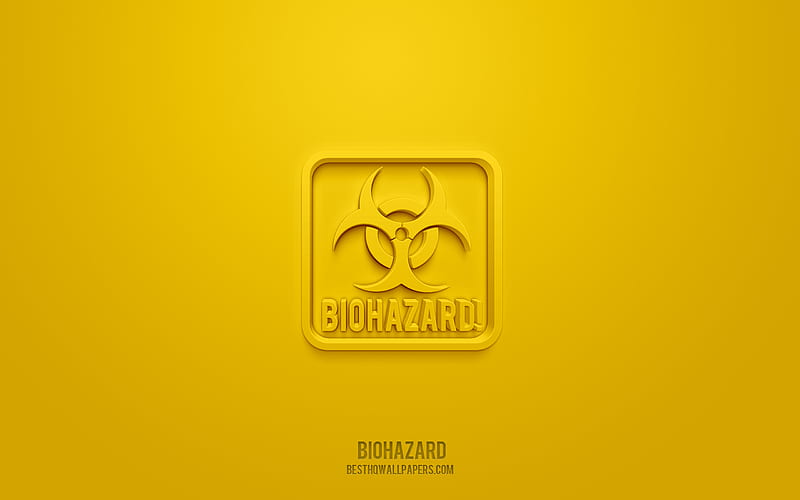 Biohazard lines 3d icon, yellow background, 3d symbols, Biohazard, Warning icons, 3d icons, Biohazard lines sign, Warning 3d icons, yellow warning signs, HD wallpaper