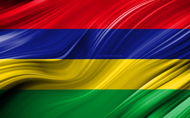Mauritius flag, African countries, 3D waves, Flag of Mauritius, national symbols, Mauritius 3D flag, art, Africa, Mauritius, HD wallpaper