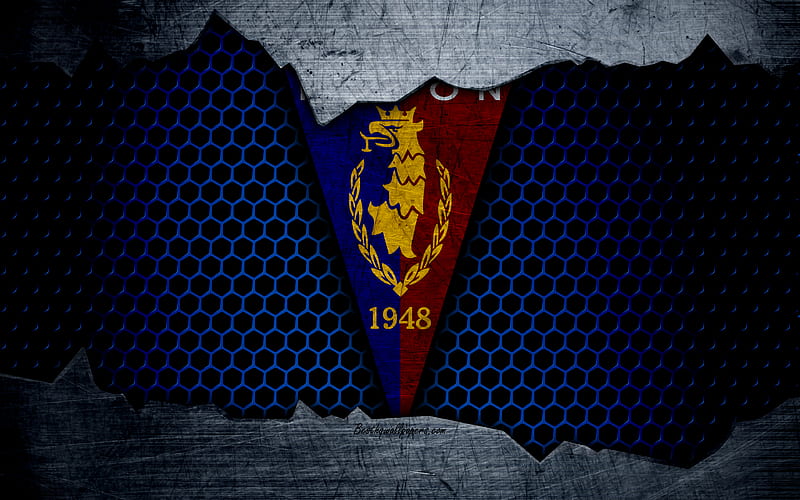 Pogon logo, Ekstraklasa, soccer, football club, Poland, grunge, Pogon Szczecin, metal texture, Pogon FC, HD wallpaper