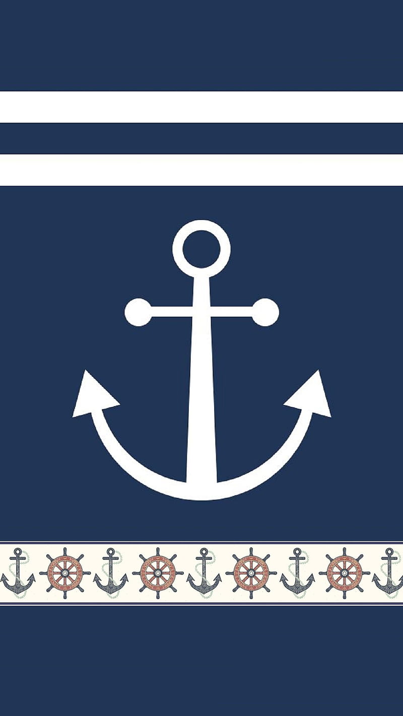 nautic, anchor, blue, nautical, pattern, summer, HD phone wallpaper