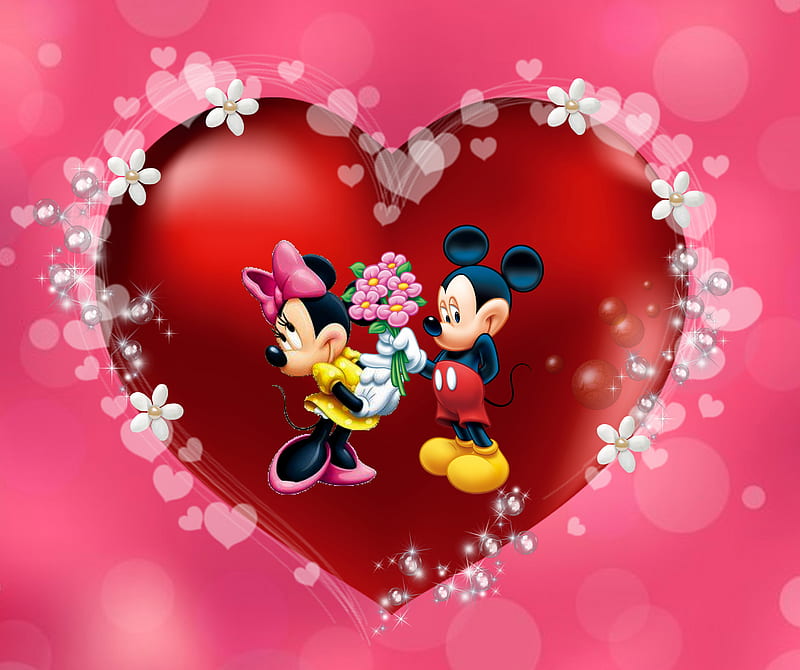 960x800px, heart, love, mickey mouse, minnie, valentines day, HD wallpaper