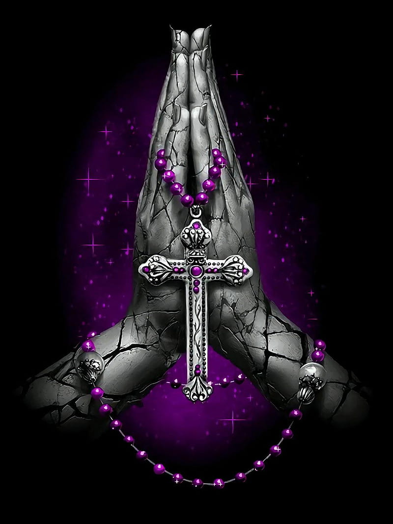 Pray purple, cross, pray, HD phone wallpaper