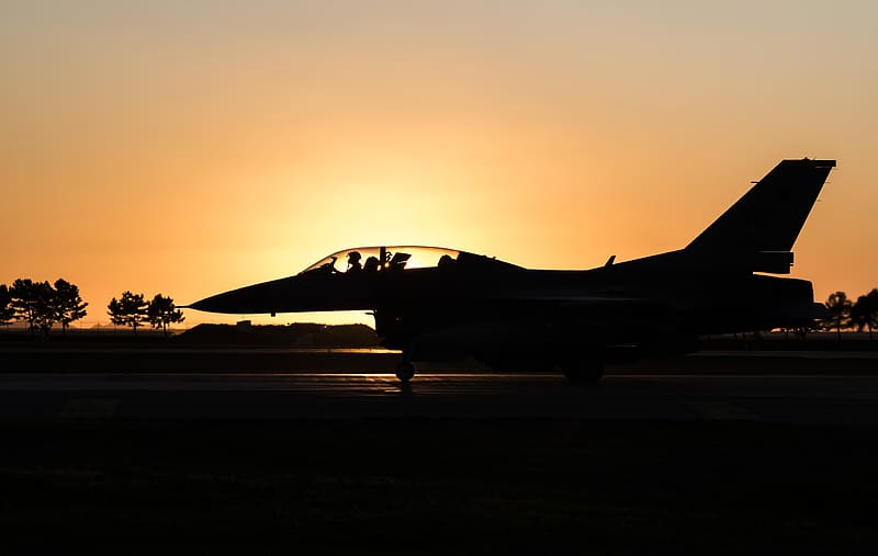 Silhouette, Aircraft, Military, Jet Fighter, General Dynamics F 16 ...