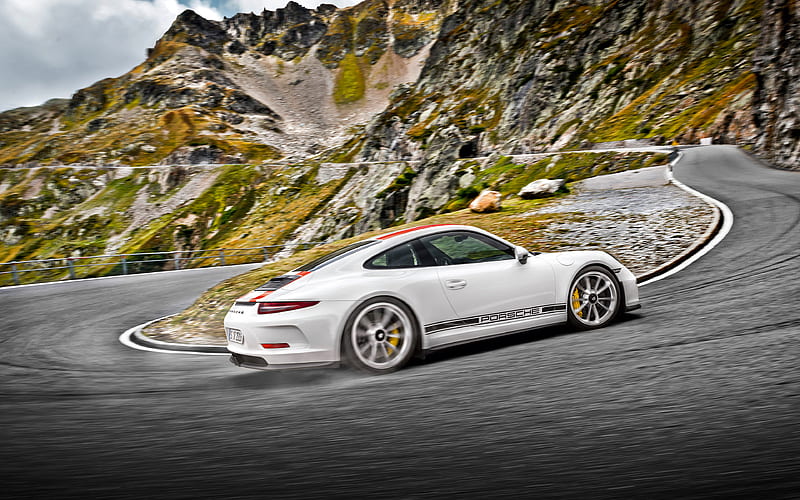 Porsche 911 R 2017 cars, mountain road, supercars, Porsche, HD wallpaper