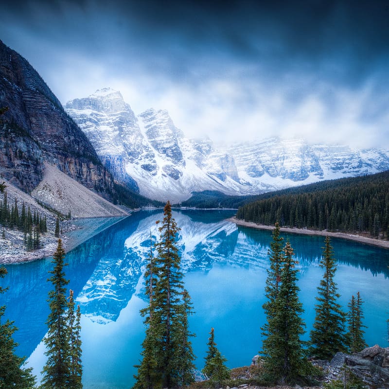 Lakes, Mountain, Lake, Reflection, Canada, , Alberta, Moraine Lake, Banff National Park, Canadian Rockies, Valley Of Ten Peaks, HD phone wallpaper