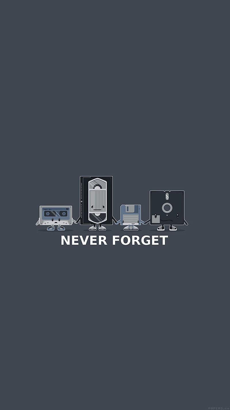 Never forget, cassette, floppy, history, technology, HD phone wallpaper