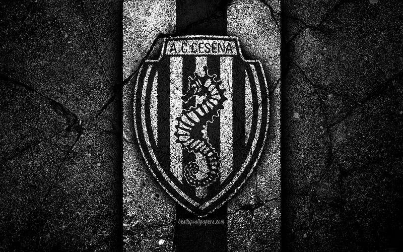 Cesena FC, logo, Serie B, football, black stone, Italian football club, soccer, emblem, Cesena, asphalt texture, Italy, FC Cesena, HD wallpaper