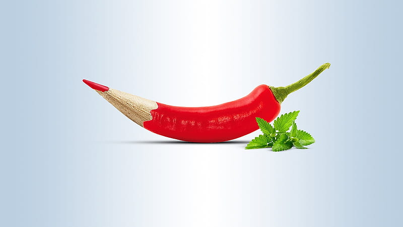 :-), red, ardei, chilly, paprika, creative, vegetable, crayon, fantasy, green, pencil, funny, HD wallpaper