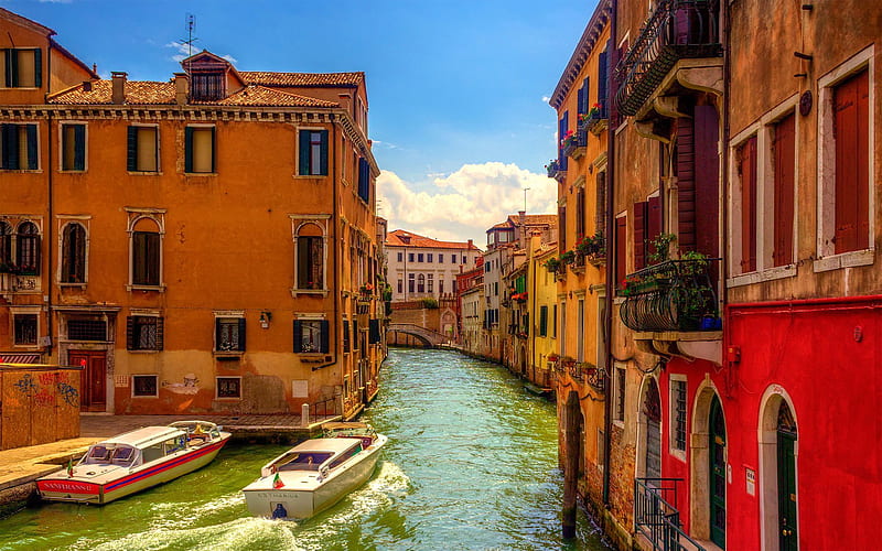 venice, gondola, summer, italy, boats, HD wallpaper