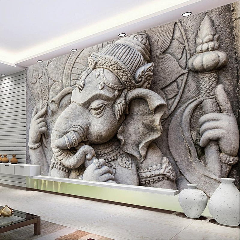 8d Indian God Elephant Zen Buddha Large Mural Health Museum Decoration Paittings Background 3D Relief Background Wall Covering From Cocosoly_top, $22.82, HD phone wallpaper
