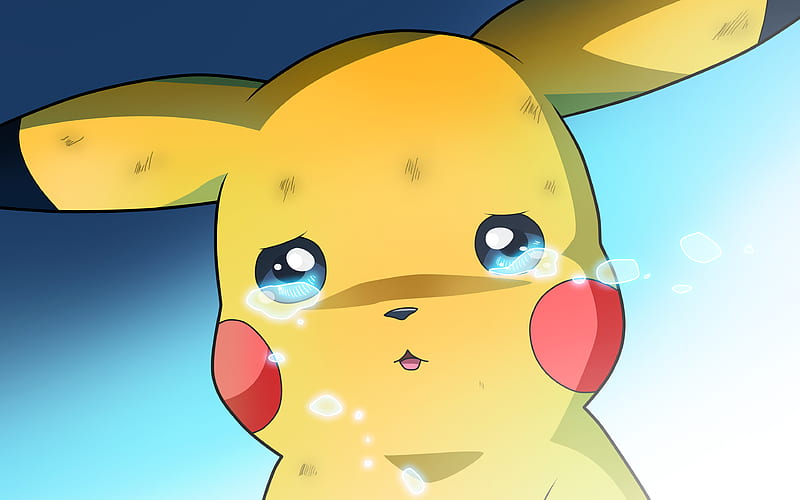 Pikachu, cry, Pokemon, chubby rodent, artwork, HD wallpaper