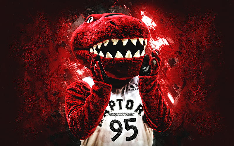 The Raptor, NBA, Toronto Raptors mascot, red stone background, Toronto Raptors, USA, basketball, creative art, HD wallpaper