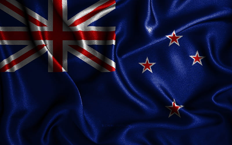 New Zealand flag silk wavy flags, Oceanian countries, national symbols, Flag of New Zealand, fabric flags, 3D art, New Zealand, Oceania, New Zealand 3D flag, HD wallpaper