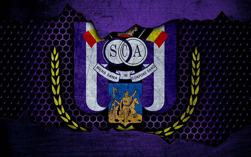Anderlecht logo, ESL Pro League, soccer, football club, Belgium, grunge, RSC Anderlecht, metal texture, Anderlecht FC, HD wallpaper