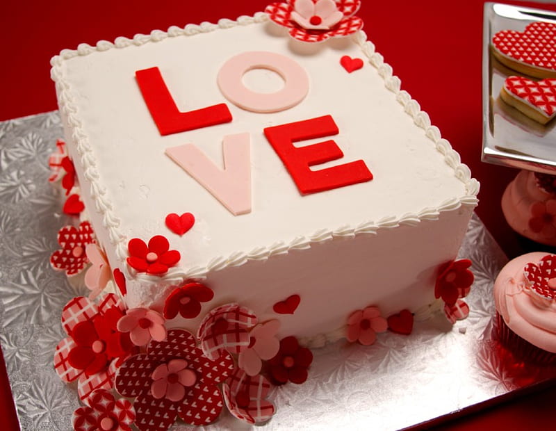 ♡.♡HAPPY VALENTINE's DAY ♡.♡, cake, valentine day, cream, love, HD wallpaper