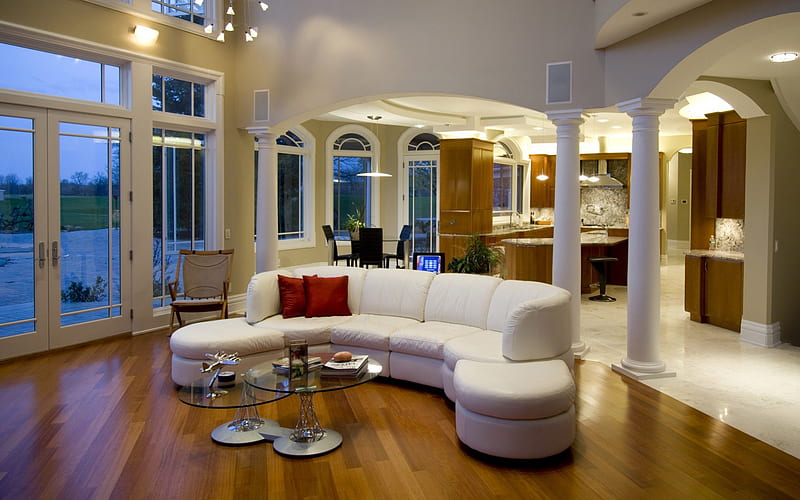 A Luxury living room, desenho, coach, floor, lights, HD wallpaper