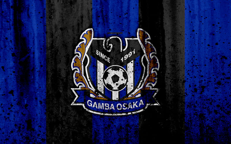 FC Gamba Osaka logo, J-League, stone texture, japan, Gamba Osaka, soccer, football club, Gamba Osaka FC, HD wallpaper