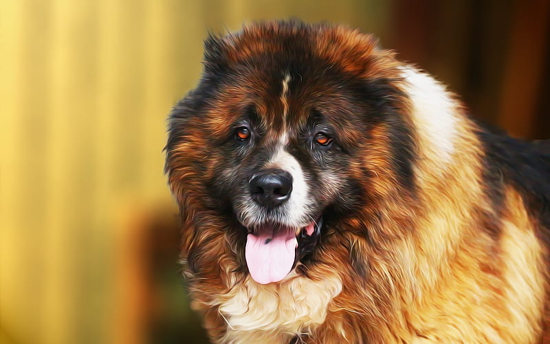 Caucasian Shepherd Dog, art, big dog, pets, HD wallpaper