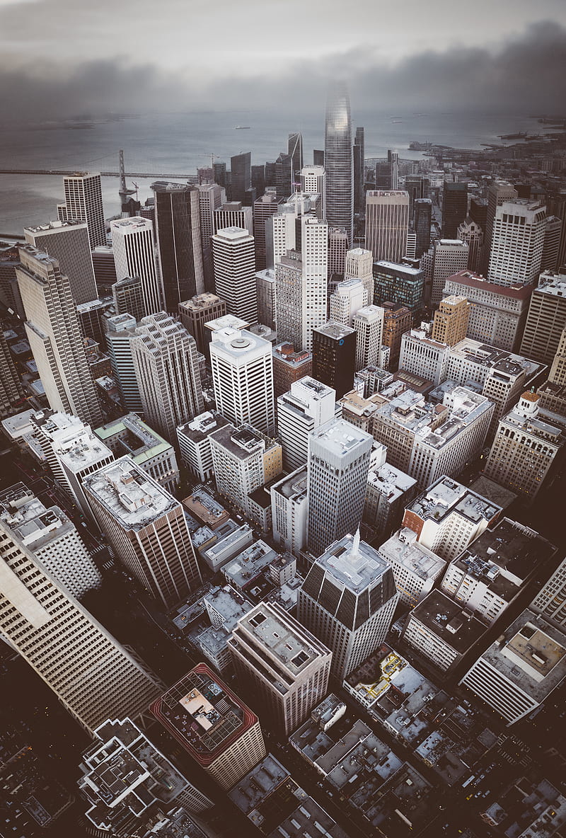 aerial of highrise buildings, HD phone wallpaper