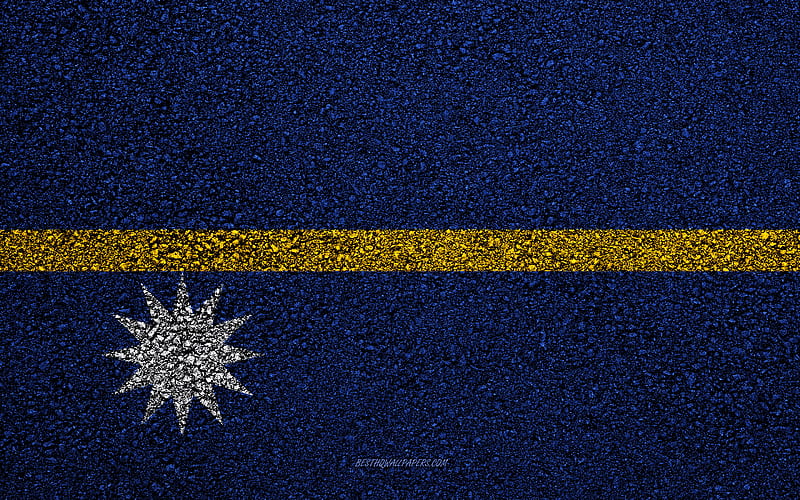 Flag of Nauru, asphalt texture, flag on asphalt, Nauru flag, Oceania, Nauru, flags of Oceania countries, HD wallpaper