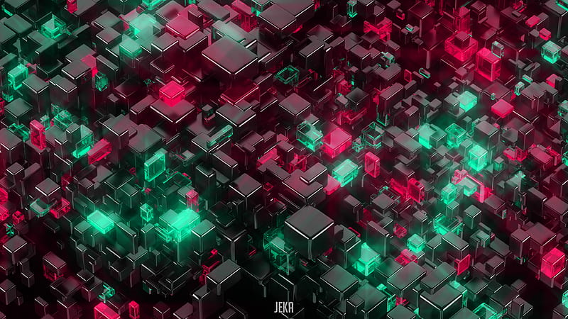 Glowing Cubes , cubes, cube, glowing, 3d, , shapes, HD wallpaper