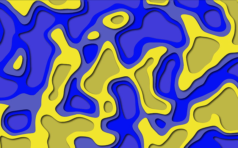 blue-yellow abstraction, creative background, blue-yellow background, 3d texture, HD wallpaper