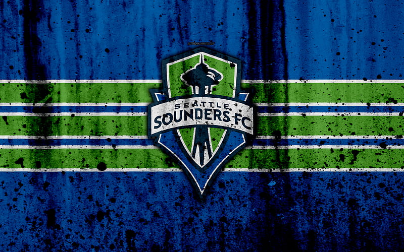 FC Seattle Sounders, grunge, MLS, soccer, Western Conference, football club, USA, Seattle Sounders, logo, stone texture, Seattle Sounders FC, HD wallpaper