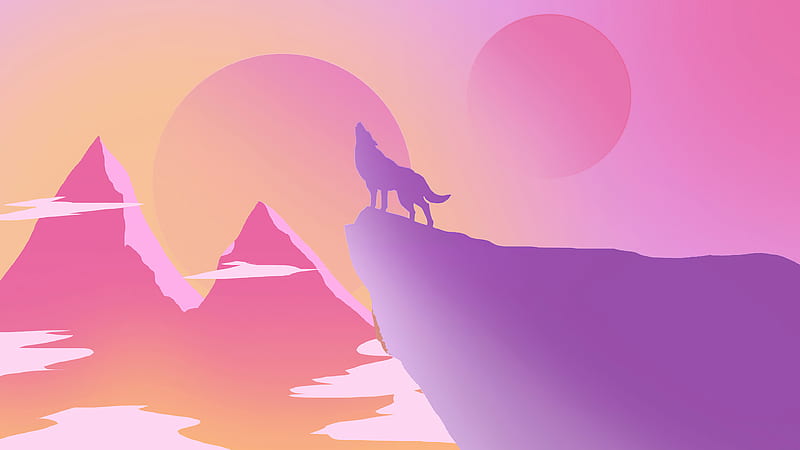 Lone Wolf Howling Minimal , wolf, minimalism, minimalist, artist, artwork, digital-art, HD wallpaper